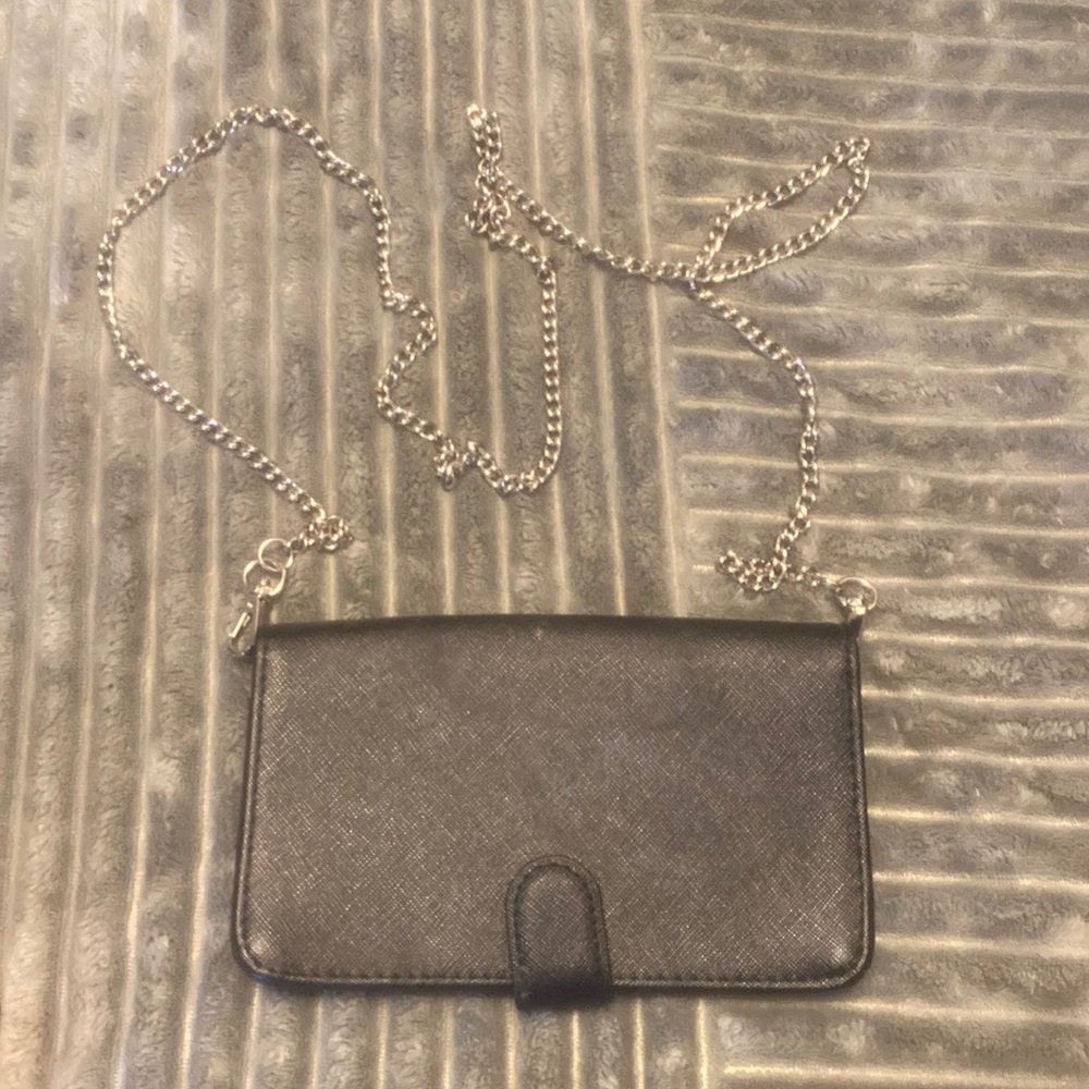 Black And Silver Cross Body Wallet From Express